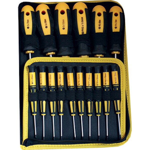 Screwdriver Set 16 Pc In Canvas Bag Standard & Precision Sizes Incl