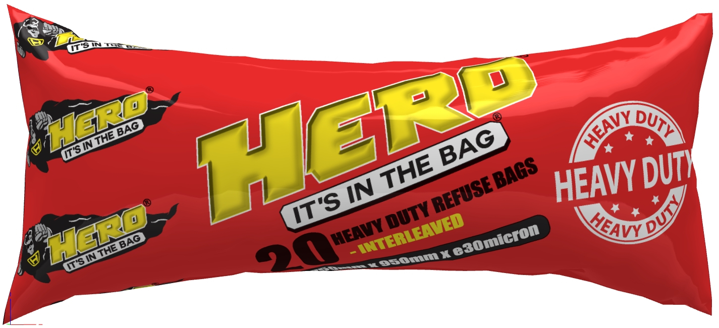 HERO 100 Pack Heavy Duty 750mm x 950mm Recyclable Refuse Bag – 30 Micron