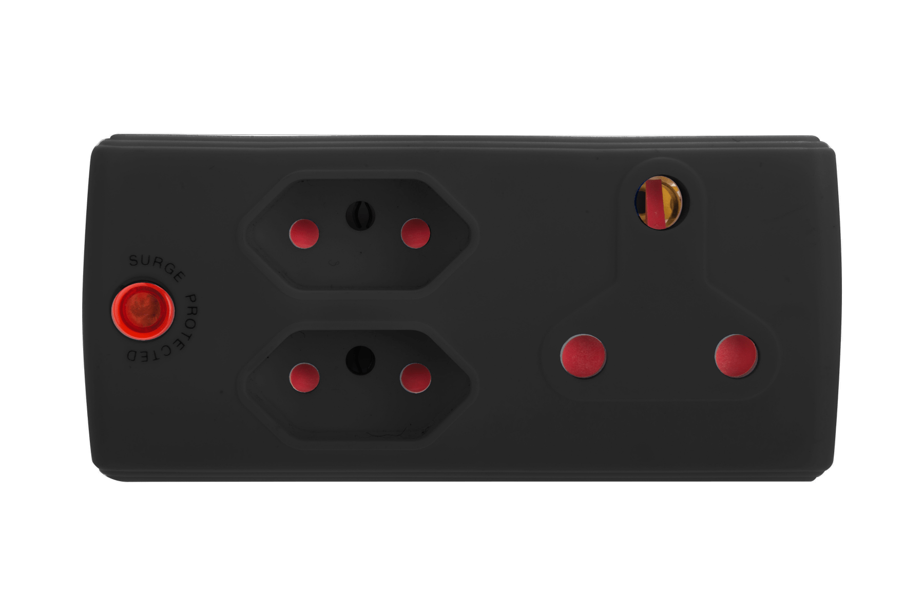 Electricmate 1x16Amp+2x5Amp 3 Pin Adaptor Black