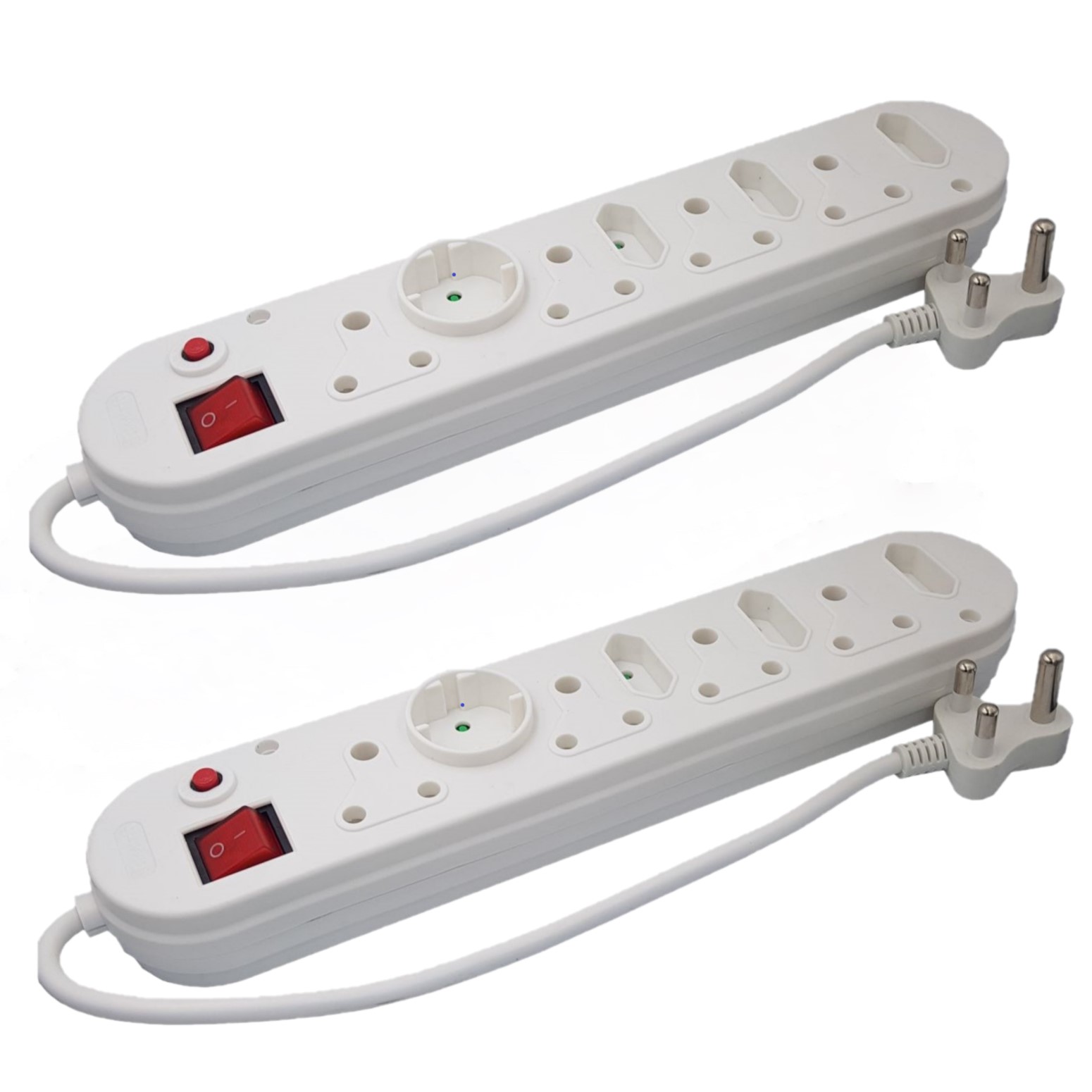 Multiplug 8 Way Electrical: With Overload & Control Switch E27 2 Pack