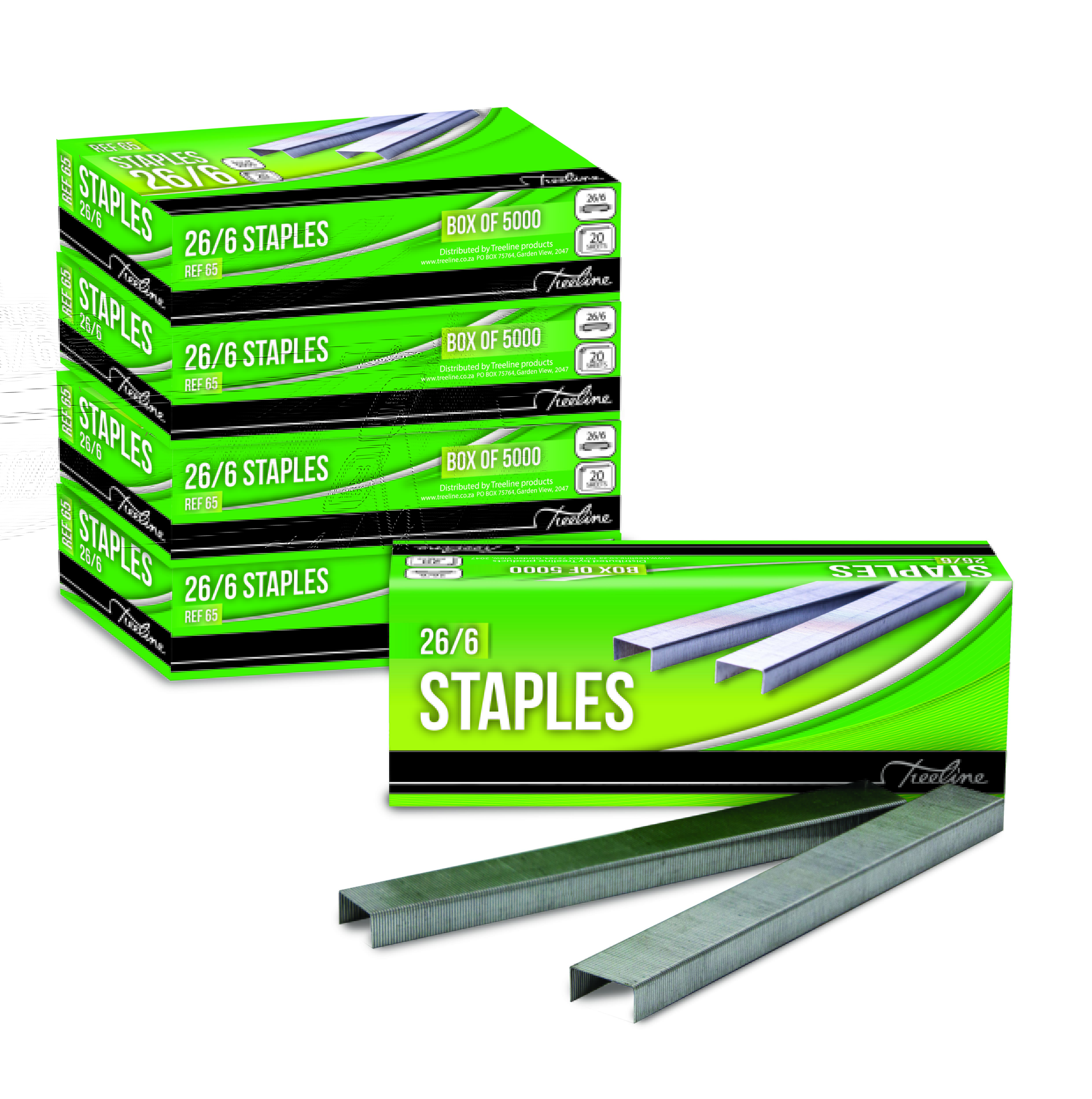 Treeline 26/6 Staples – 20 Sheets (5000 per box) – Pack of 5 Boxes