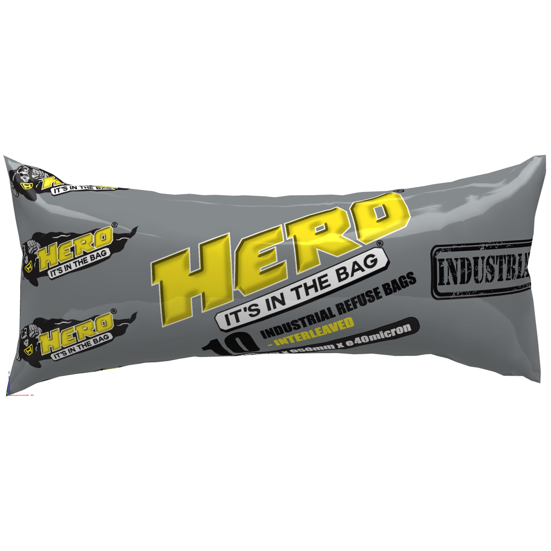 HERO 50 Pack Industrial 750mm x 950mm Refuse Bag – 40 Micron (5 x 10 Pack)