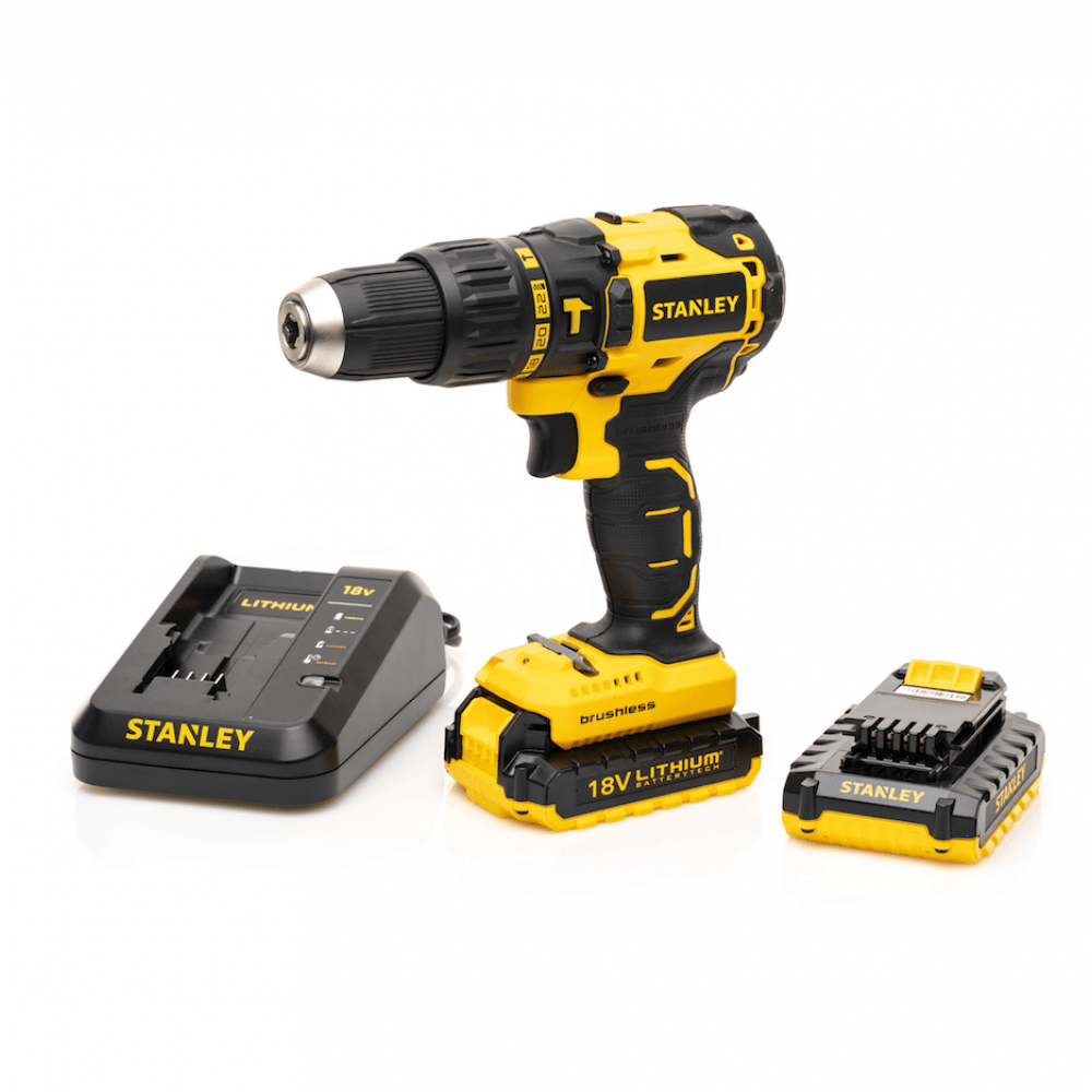 Stanley Brushless 18V Cordless Hammer Drill – 2 x 2Ah Battery In Kitbox