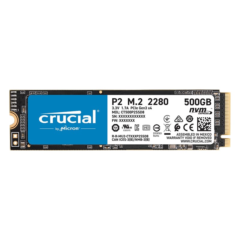 Crucial P2 500GB PCIE NVME M.2 SSD – Black