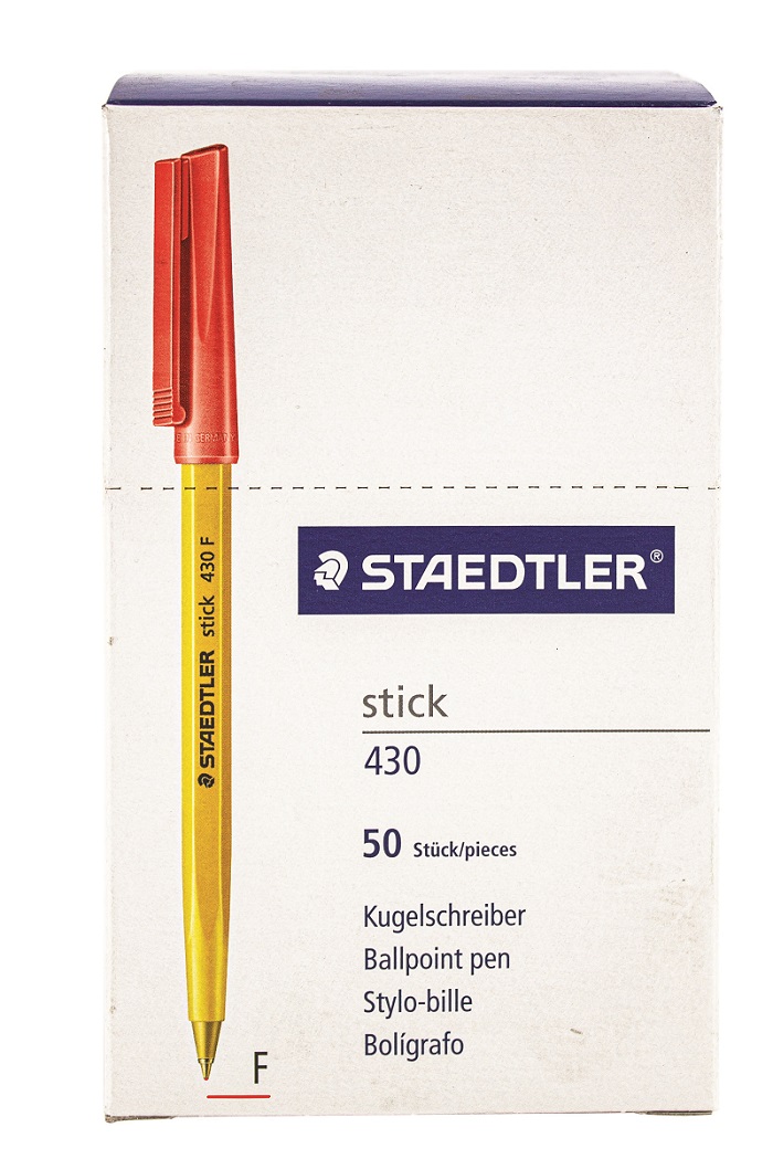 Steadtler Stick Ballpoint Pen Fine Red 50s