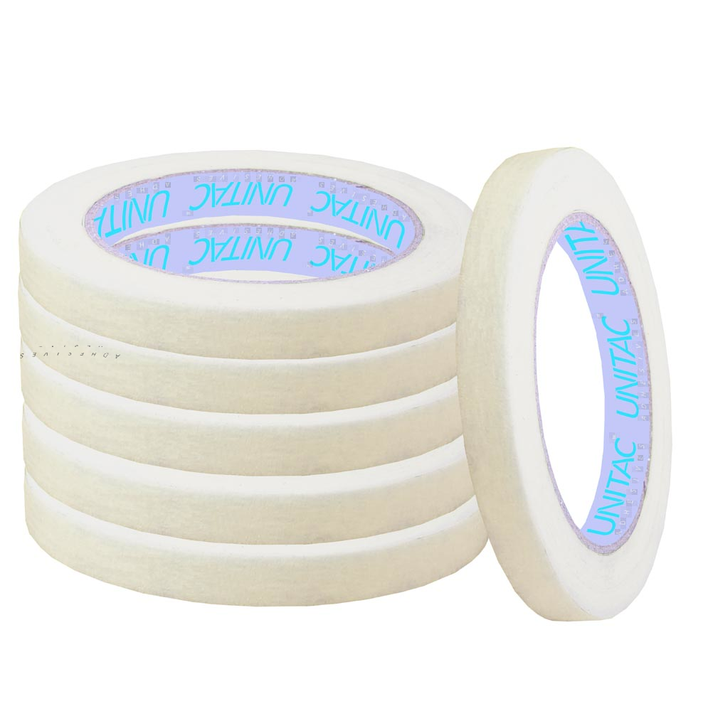 Unitac Large Core Masking Tape (Natural 60 Degree) 12mm x 40m Pack of 6