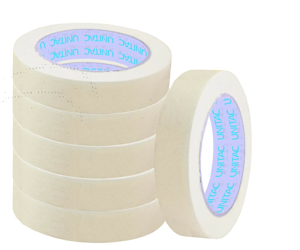 Unitac Large Core Masking Tape (Natural 60 Degree) 24mm x 40m Pack of 6