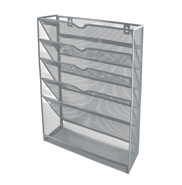 SDS M740 Wire Mesh Wall File Organizer Document Storage Compartments – Silver