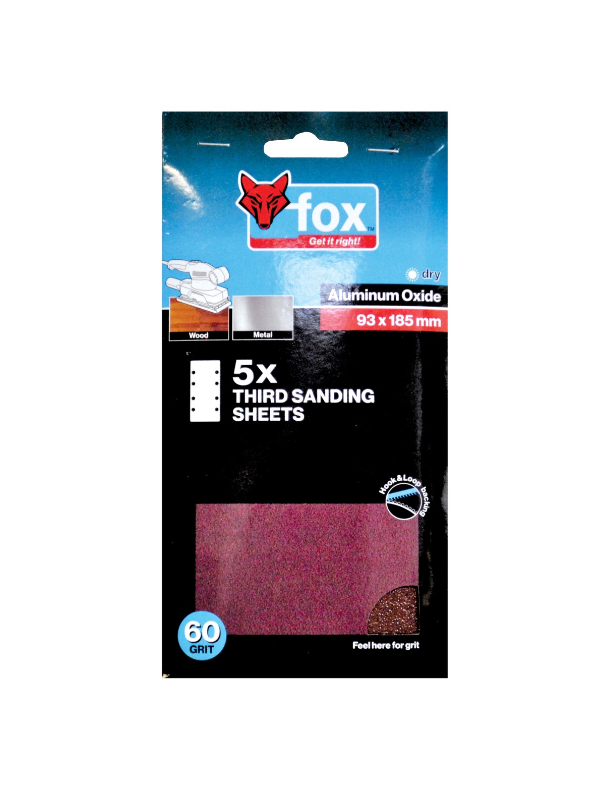 FOX Sanding Sheet 1/3 Hook & Loop 60G (5)