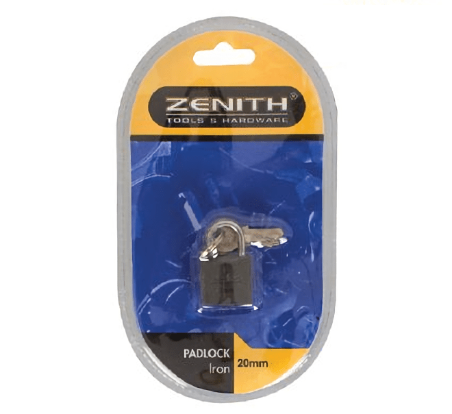Bulk Pack x 4 Padlock Zenith Iron 20mm Carded