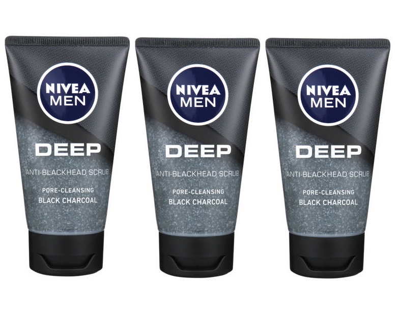 Nivea Men – Deep Facial Scrub – Black Charcoal (3 x 75ml)