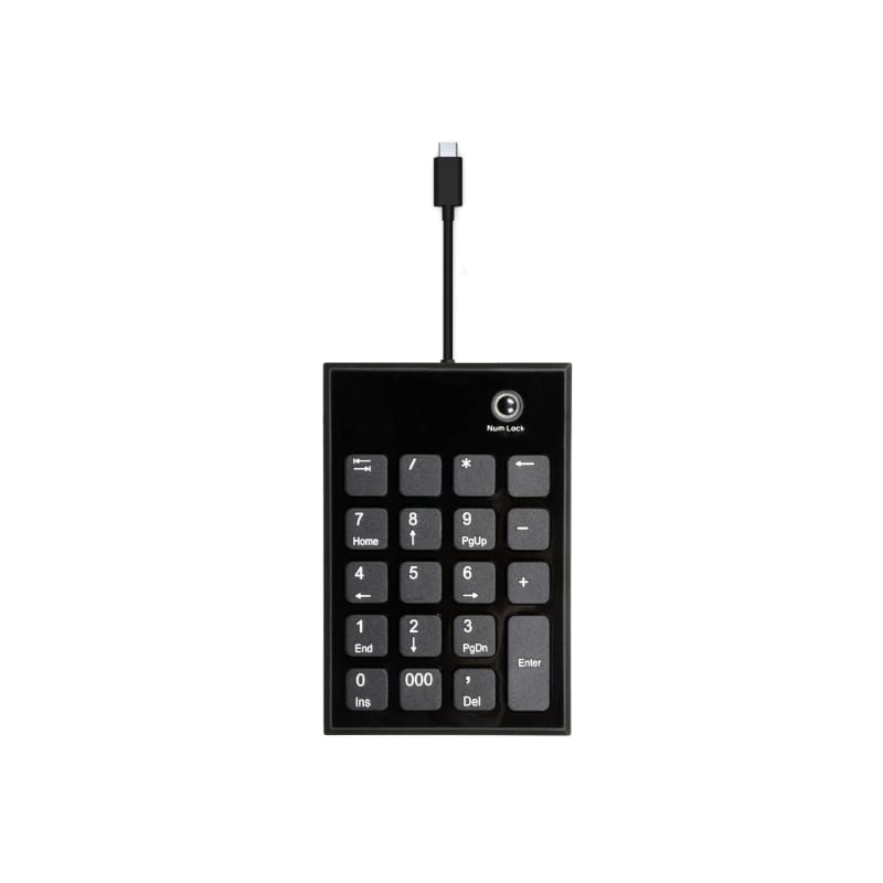 Port Connect Wired USB and Type-C Numpad Keypad – Black