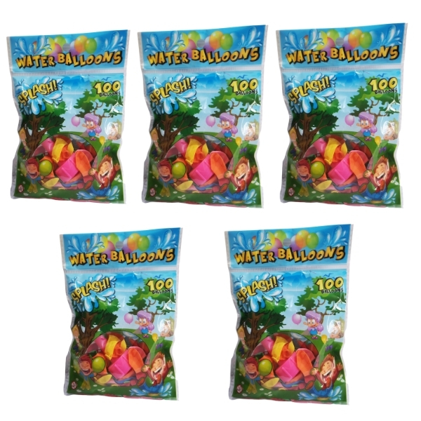 Water Balloons – Bulk Pack of 5 (Totalling 500 Balloons and 5 Hoze Nozzles)