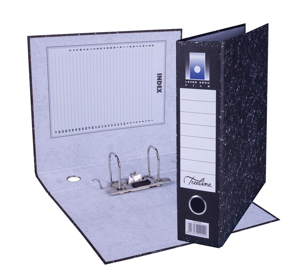 Treeline Black A4 Mottled Lever Arch File – Pack of 5