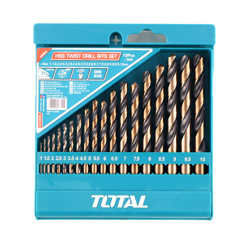 Total Tools 19pcs HSS twist drill bits set