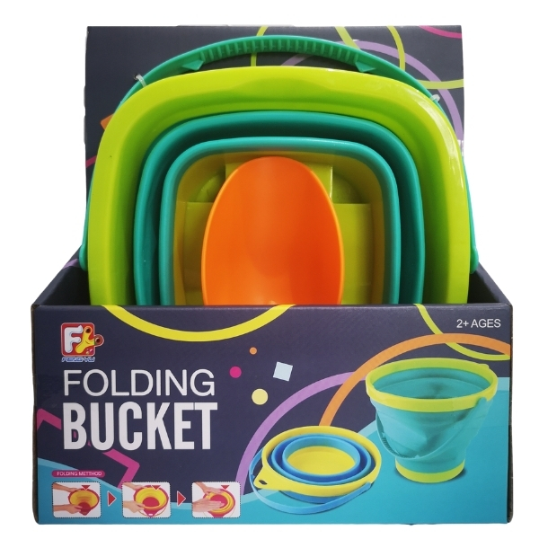 Beach Bucket – Collapsible Silicone Bucket with Orange Shovel (2.5L)