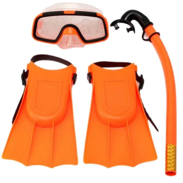 SourceDirect – Mask & Snorkel Set with Flippers – Orange (Ages 1-3 Years)