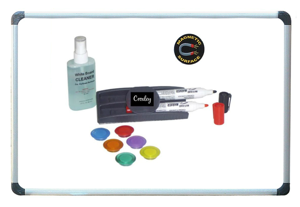 Croxley Magnetic Whiteboard with Accessories – 600mm x 900mm