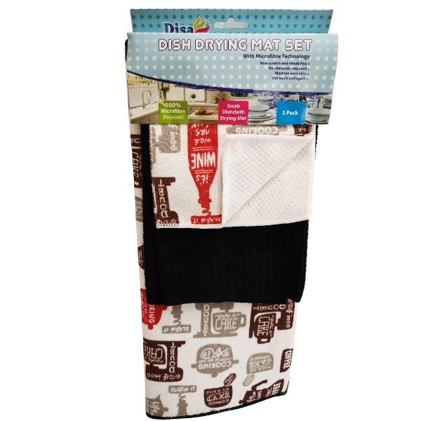 Disa – Dish Drying Mat Set – (Swab, Dishcloth & Drying Mat)