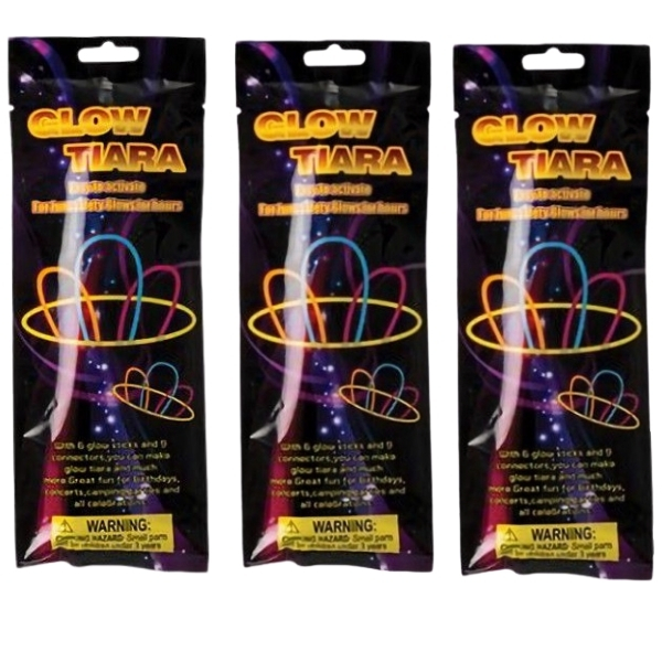 SourceDirect – Glow in the Dark Tiara Sticks / Glow Sticks (Pack of 3)