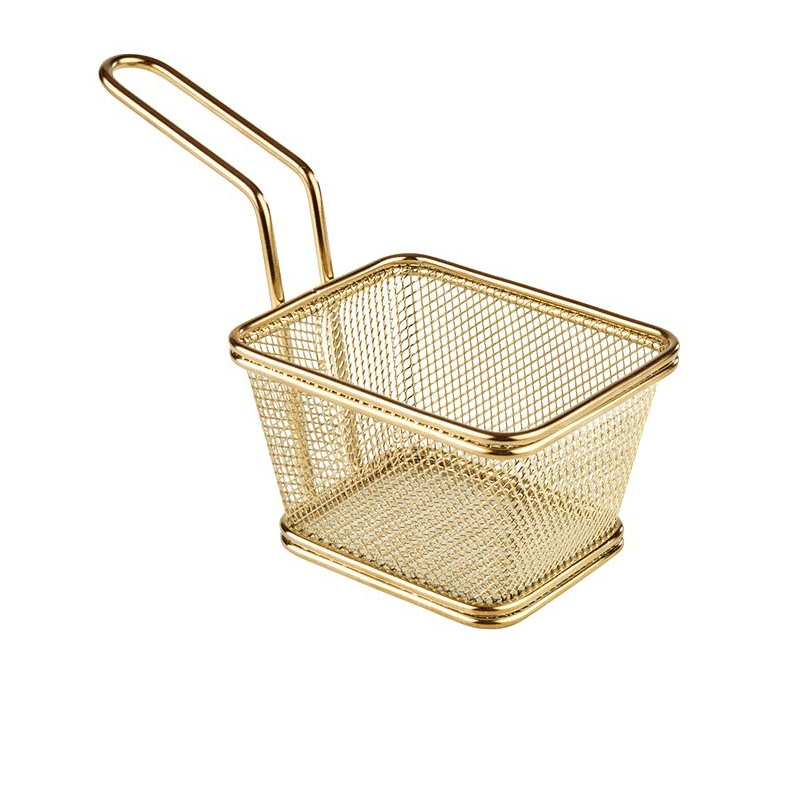 Deep Fryer Wire Mesh Fry Basket Square – Gold