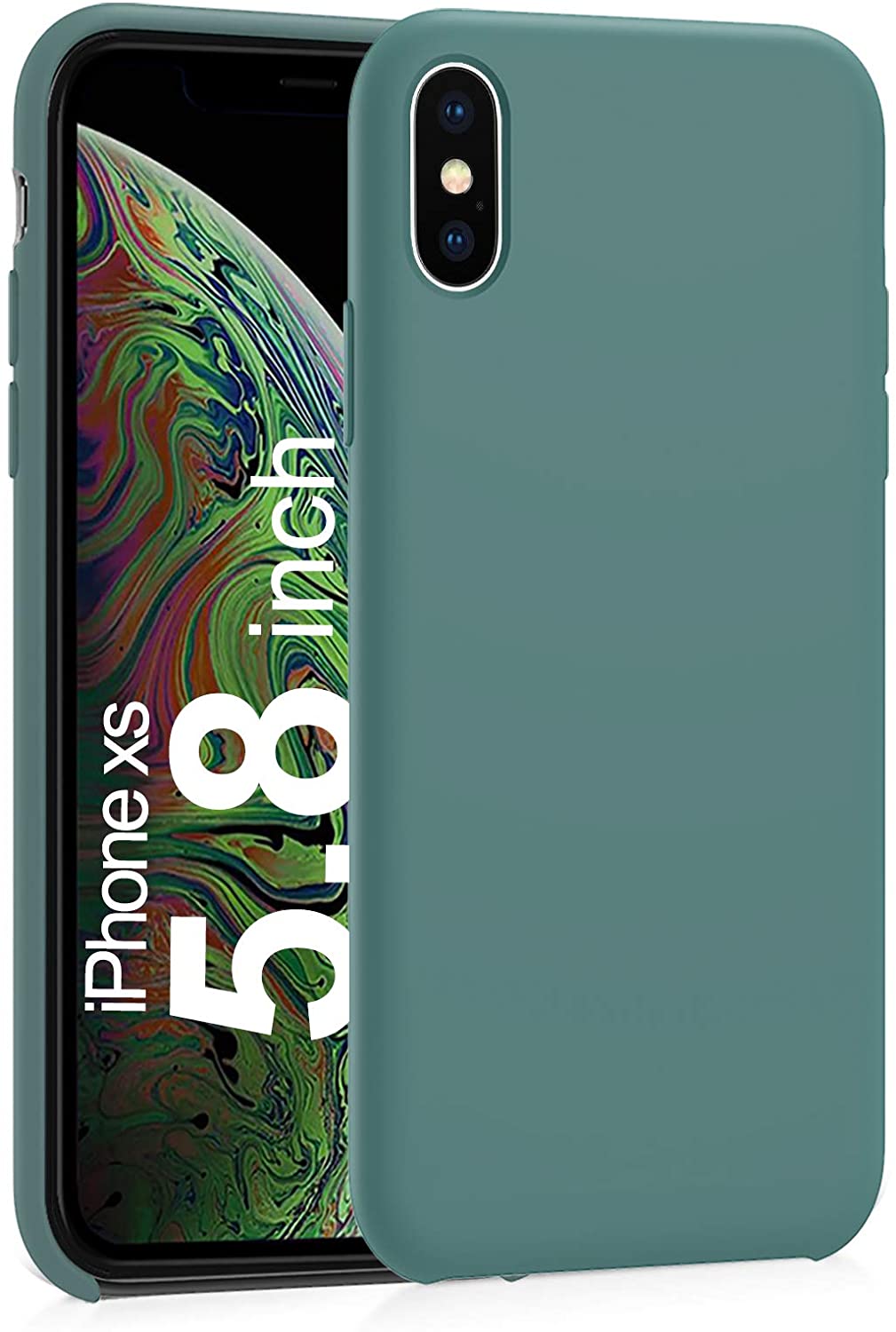 CellTime™ iPhone X / XS Shockproof Silicone Cover Soft Feel – Open Bottom – Midnight Green