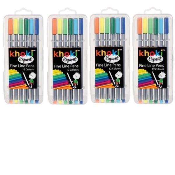 Khoki – Bulk Pack Of 4 Expert Fine Line Pens – (12 Colours x 4)