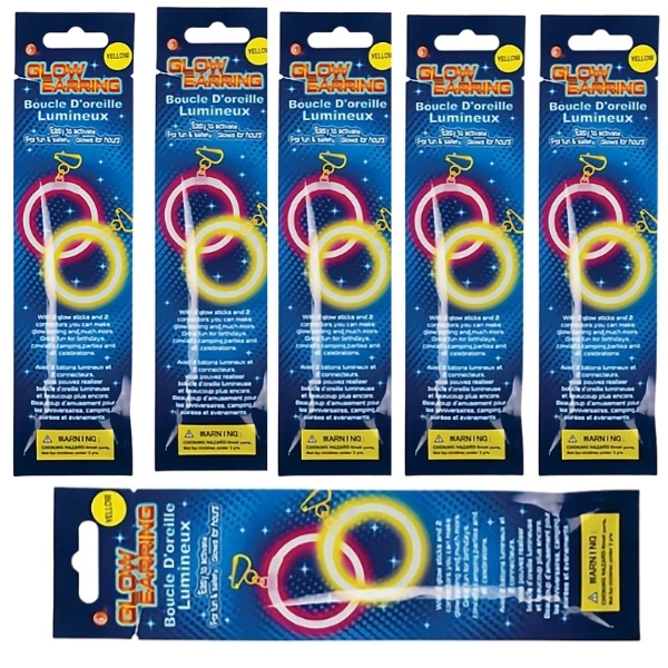 SourceDirect – Bulk Pack Of 6 Glow Stick Earrings Hoops – 2 Pieces Per Pack