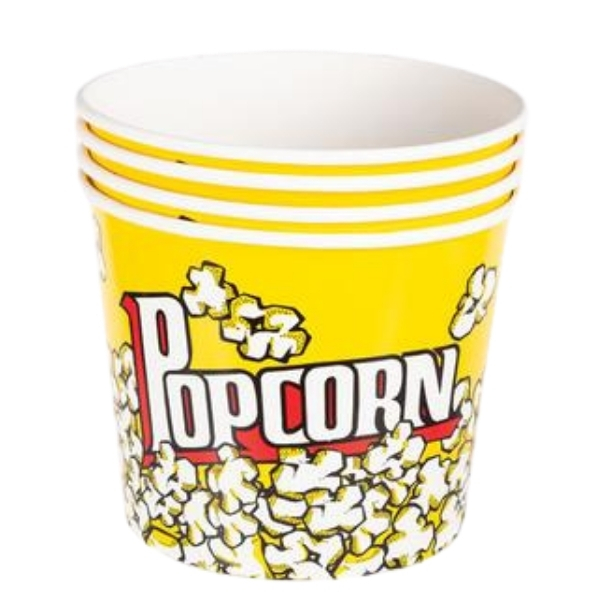 SourceDirect – Paper Popcorn Buckets – Yellow (2L) – Bulk Pack of 4