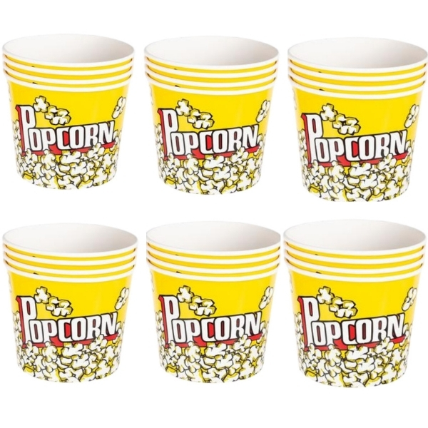 SourceDirect – Paper Popcorn Buckets – Yellow (2L) – Bulk Pack of 24