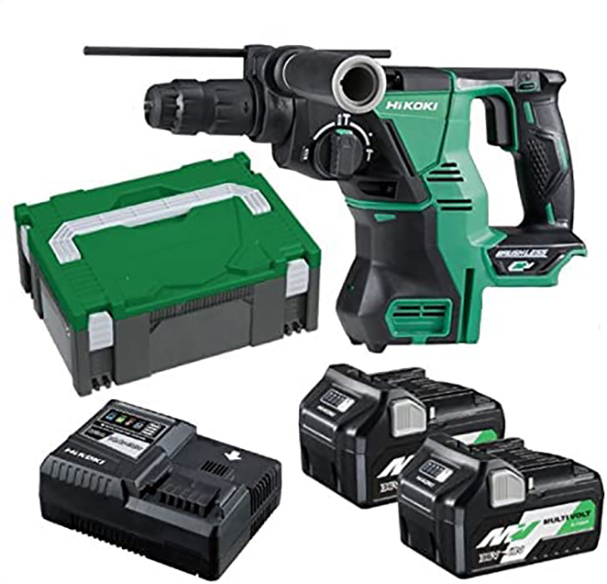 Hikoki Rotary Hammer 36V 2 X Batteries & Charger Sds Plus