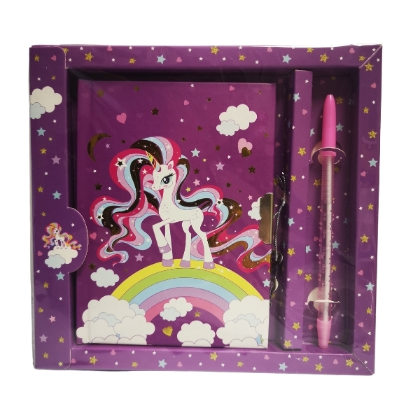 Notebook / Diary Set including Pen – Unicorn (Purple)