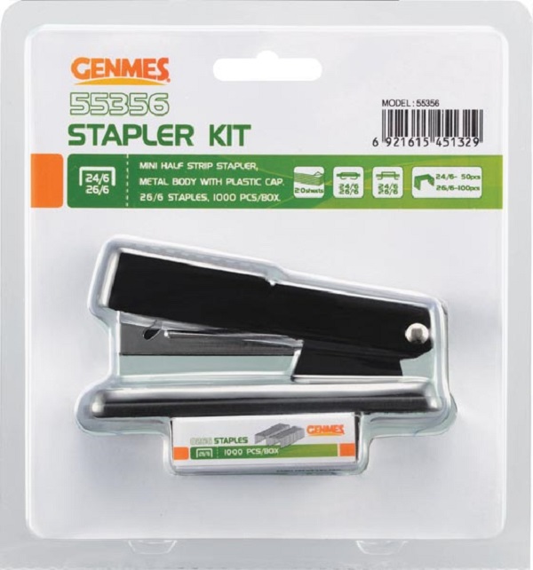 Genmes Mini Half Strip Stapler + Staples Set (55356)