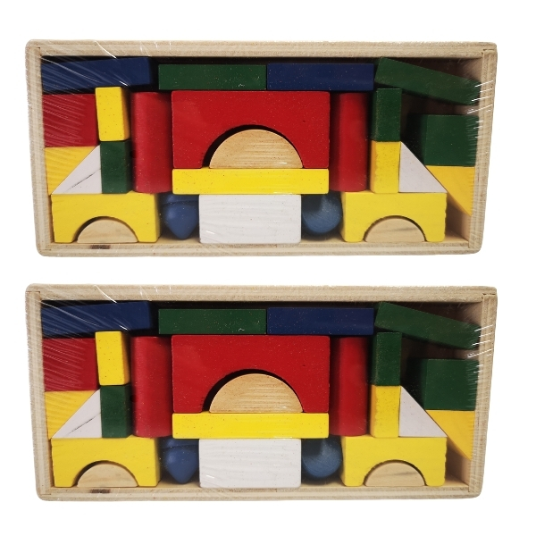 Fine Motor Skills Building Blocks Set in Wooden Box (Bulk Pack of 2) -Small