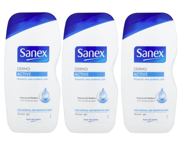 Sanex – Dermo Active Shower Gel / Body Soap – 500ml (Pack of 3)
