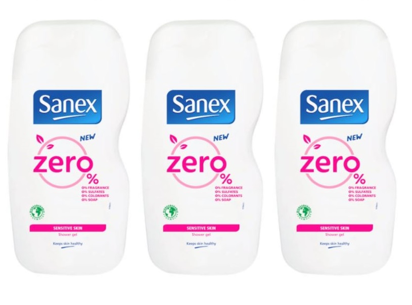 Sanex – Zero % Sensitive Shower Gel / Body Wash – 500ml (Pack of 3)