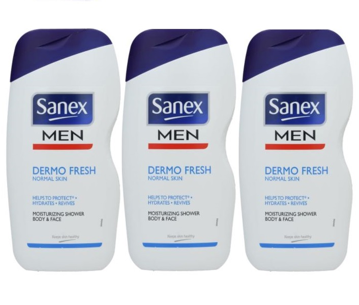 Sanex Men – Dermo Fresh Shower Gel / Body Wash – 500ml (Pack of 3)