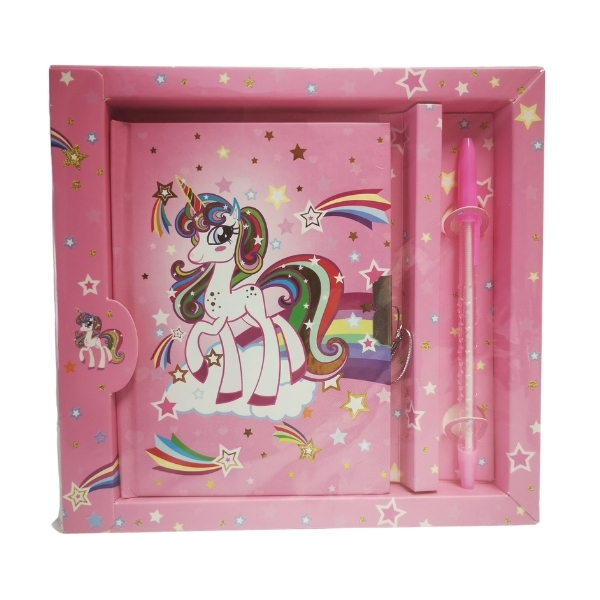 Notebook / Diary Set including Pen – Unicorn on a Cloud (Pink)