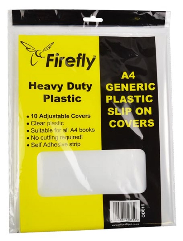 Firefly A4 Slip-On Plastic Book Covers, 75Micron Heavy Duty (10`s)