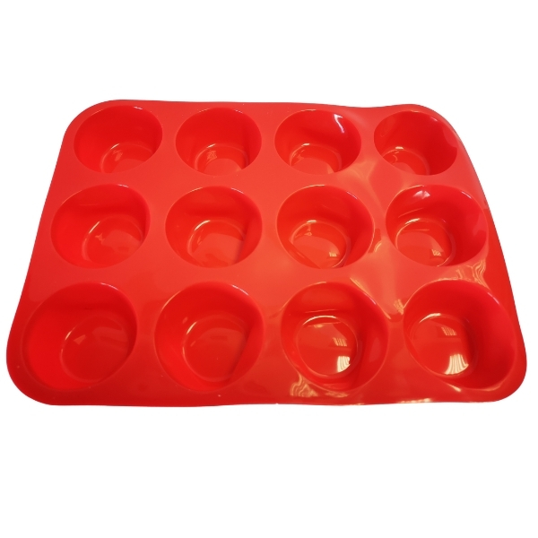 Bakeware Silicone Cupcake / Muffin Pan – 12 Cup (Red)
