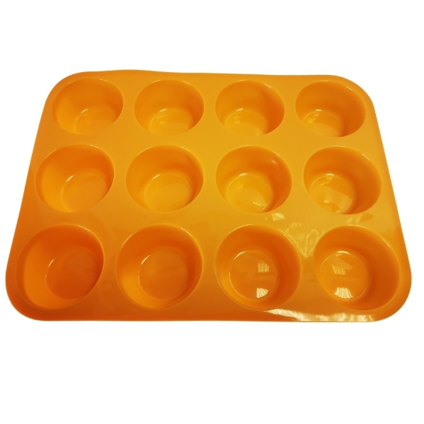 Bakeware Silicone Cupcake / Muffin Pan – 12 Cup (Orange)