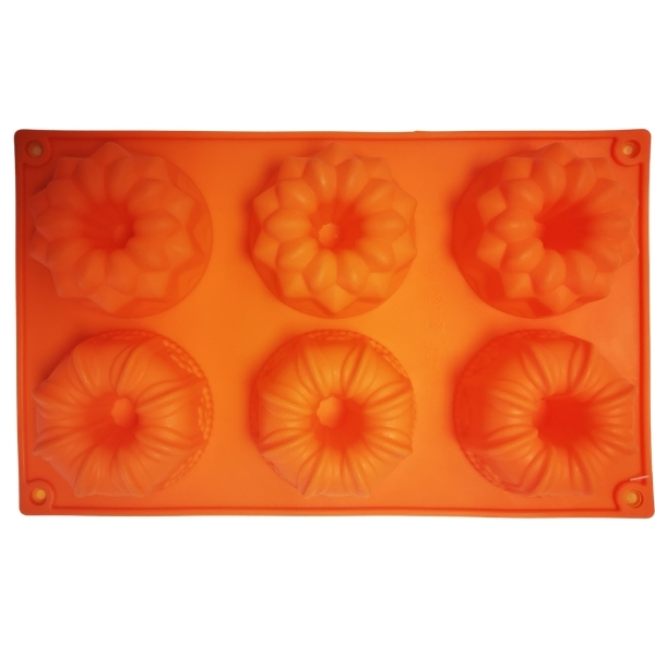 Bakeware Silicone Cupcake / Muffin / Doughnut Cake Mould – 6 Cup (Orange)