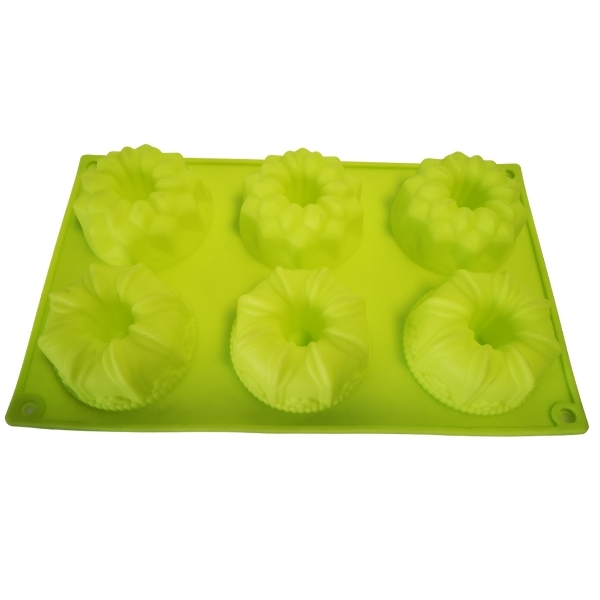 Bakeware Silicone Cupcake / Muffin / Doughnut Cake Mould – 6 Cup (Green)