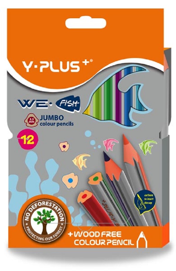 Y-Plus We Fish Jumbo Colouring Pencils Tri-Grip 12`s