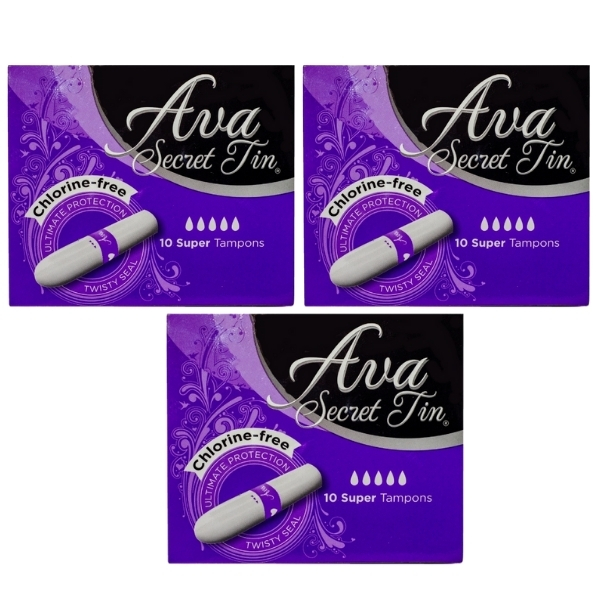 Ava Secrets – Tampons Super (10’s) including Tin for easy storage & travel