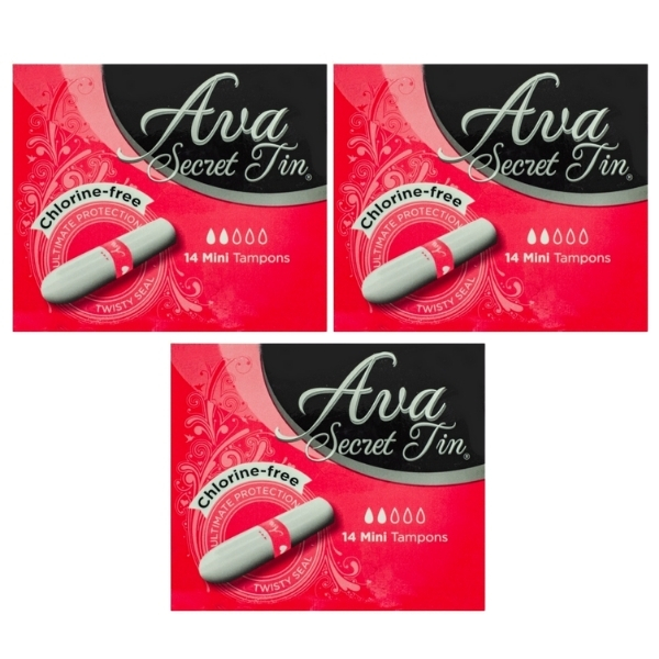 Ava Secrets – Tampons Mini (14’s) including Tin for easy storage & travel