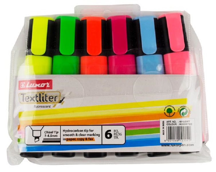 Luxor Textliter Fluorescent 6Pcs. Assorted Wallet (4010/6WT)