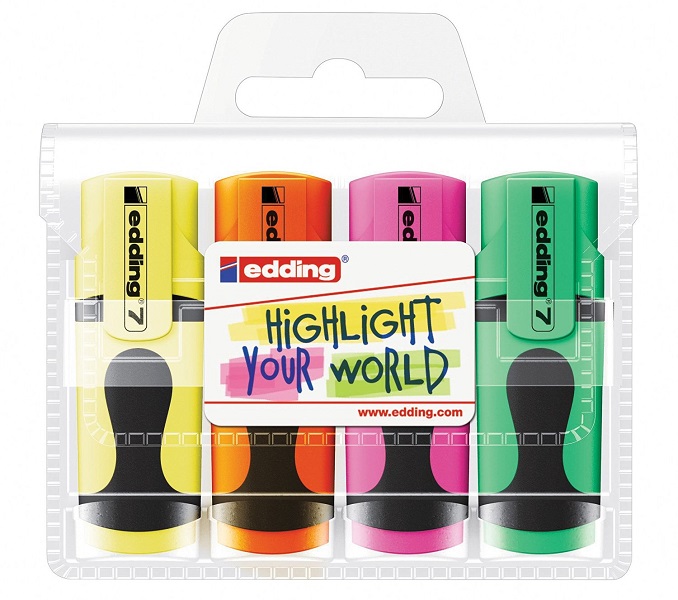 Edding 7/4 Mini Highlighter Set 4Pcs.