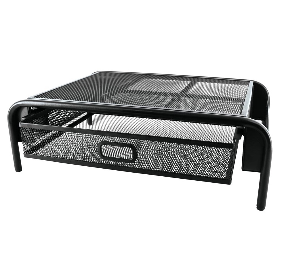 SDS M710 Wire Mesh Computer Monitor Stand With Drawer Organizer