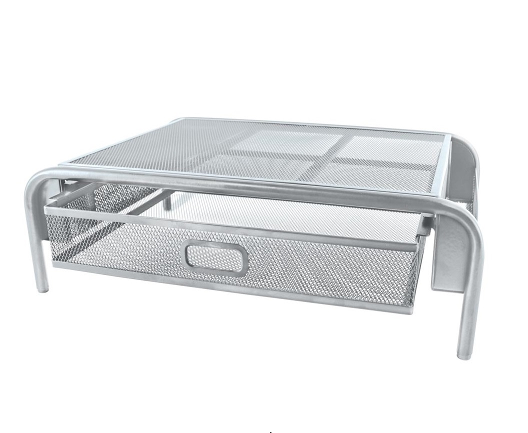 SDS M710S Wire Mesh Computer Monitor Stand With Drawer Organizer